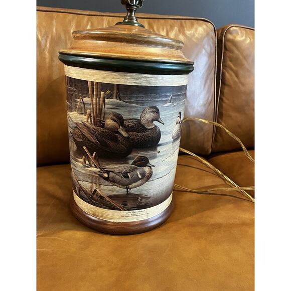 RARE Vintage Ducks Unlimited Wood Lamp Base “Just Layin Around” Robert Leslie - Picture 2 of 13